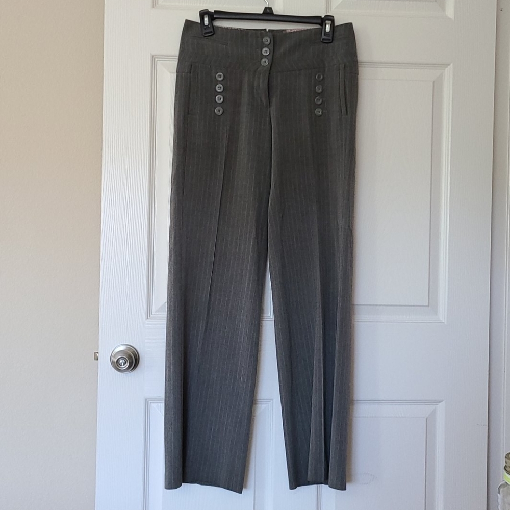 Gray pinstriped slacks